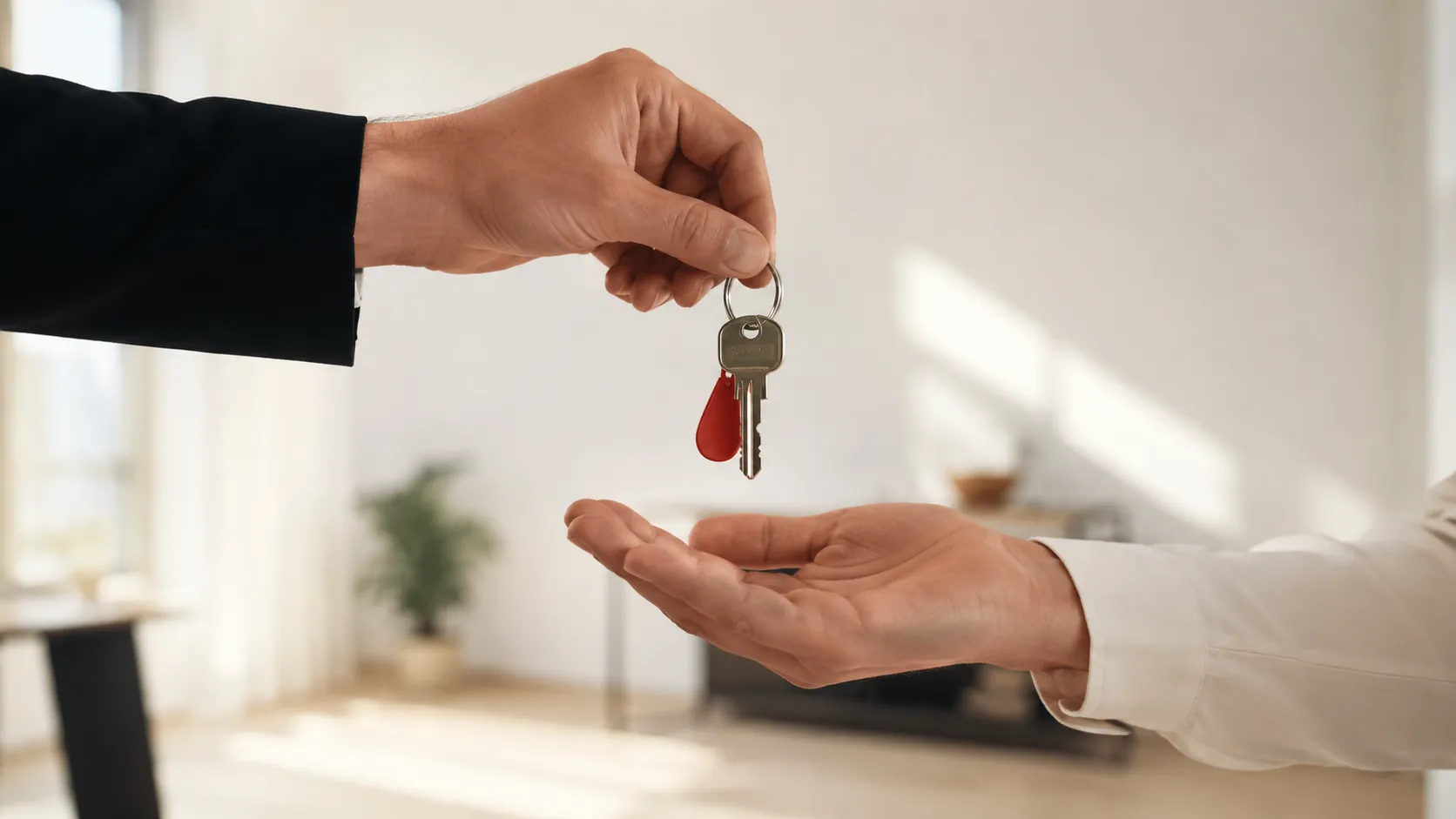 Übergabe eines Wohnungsschlüssels von Hand zu Hand
